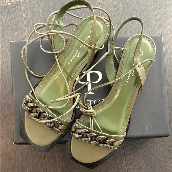 Green Strappy Sandals with metal detail