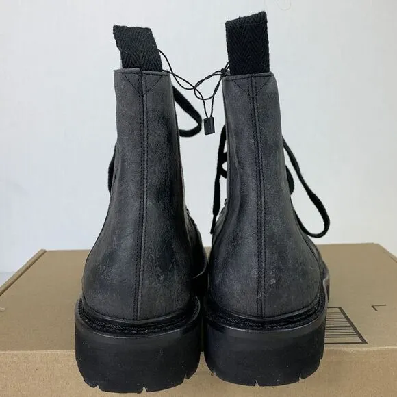 GRENSON Womens Brady Distressed‎ Textured Black Leather Ankle Boots Sz US 9 UK 7