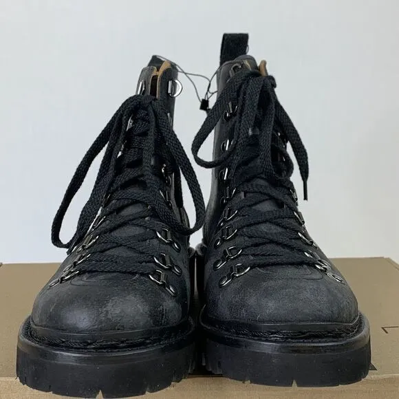 GRENSON Womens Brady Distressed‎ Textured Black Leather Ankle Boots Sz US 9 UK 7
