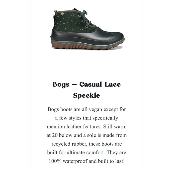 GUC Bogs Classic Casual Lace Waterproof Speckle Boots in Emerald Green 7