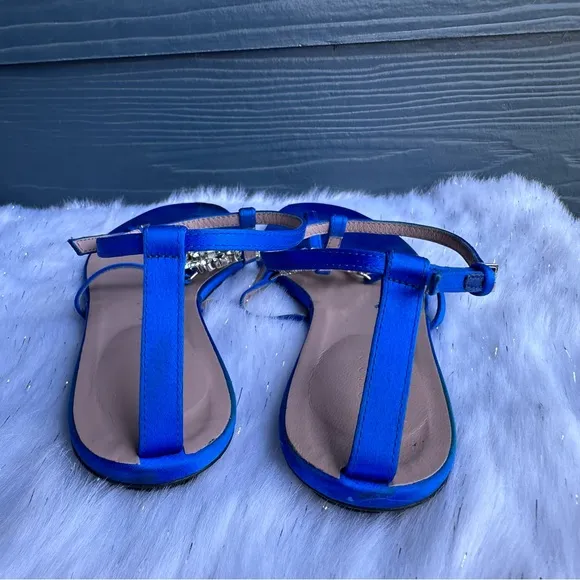 Gucci Crystal Interlocking GG Women's Blue Sandals 37.5 US 7.5