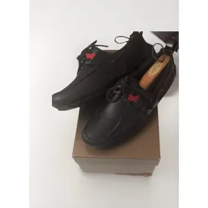 Gucci Loafers Shoes Leather Deck Boating Script Mens US 9 UK 8