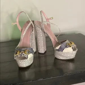 Gucci Python Platform Shoes with Gold Horsebit Accents