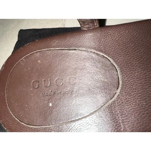 Gucci woman’s leather Sandals flip flop Sherri Line brown sz‎ 37.5 / 7.5 US