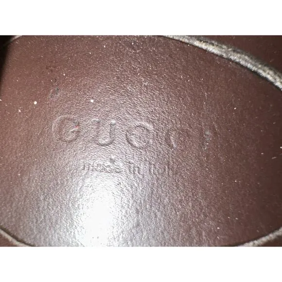 Gucci woman’s leather Sandals flip flop Sherri Line brown sz‎ 37.5 / 7.5 US