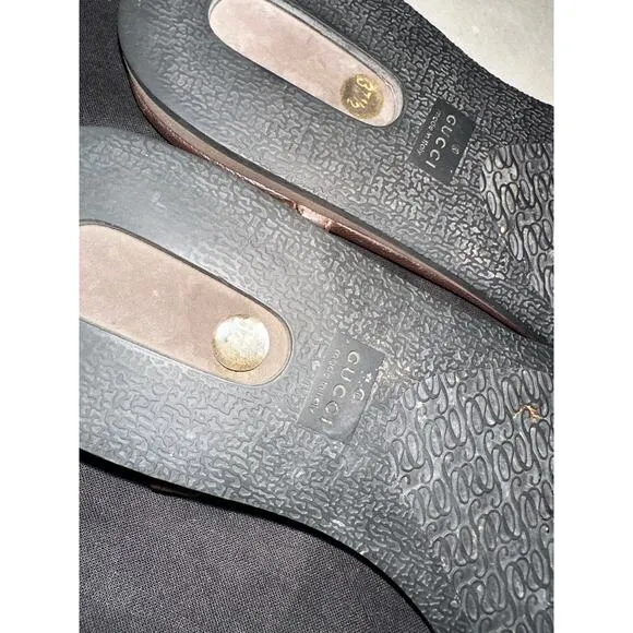Gucci woman’s leather Sandals flip flop Sherri Line brown sz‎ 37.5 / 7.5 US