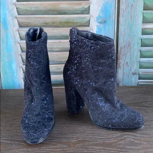 Guess tweed black blue 5 in high heel ankle boots