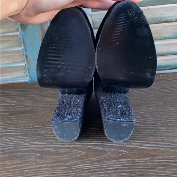 Guess tweed black blue 5 in high heel ankle boots