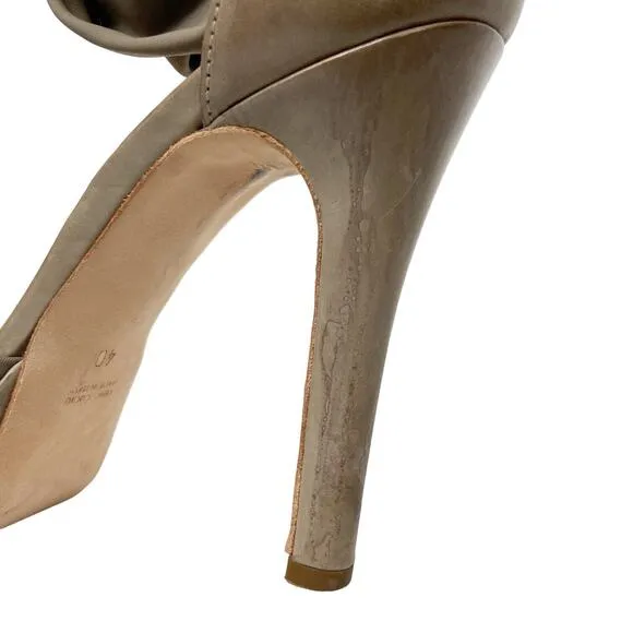 Guglielmo Rotta Beige Platform Heel Open Toe Leather Trim Womens Size 40 EU