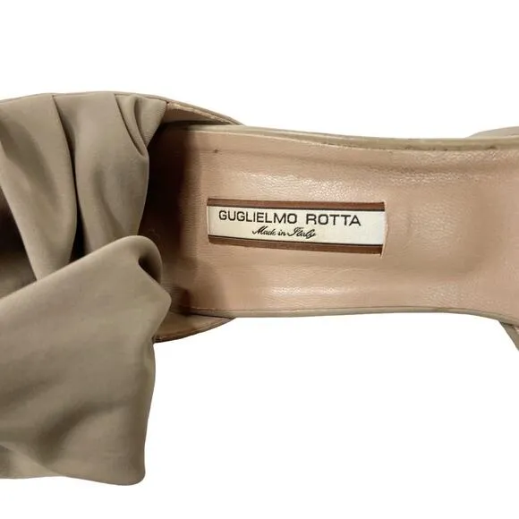 Guglielmo Rotta Beige Platform Heel Open Toe Leather Trim Womens Size 40 EU