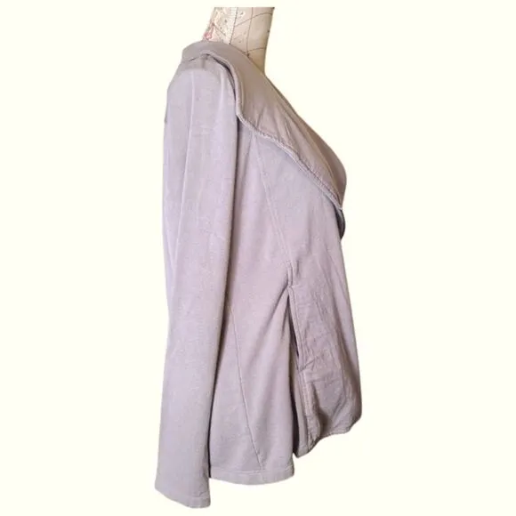 H by Bordeaux Size Medium Taupe Gray Jersey Knit Moto Jacket Casual Bikercore