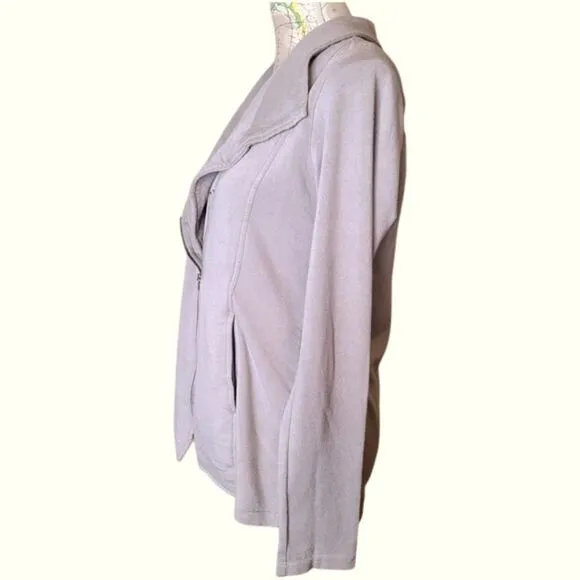 H by Bordeaux Size Medium Taupe Gray Jersey Knit Moto Jacket Casual Bikercore