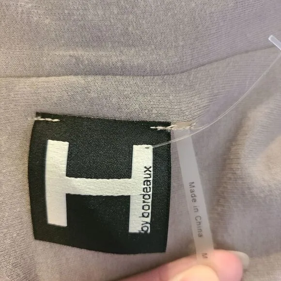 H by Bordeaux Size Medium Taupe Gray Jersey Knit Moto Jacket Casual Bikercore