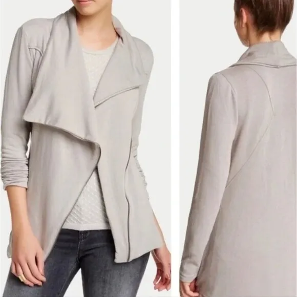 H by Bordeaux Size Medium Taupe Gray Jersey Knit Moto Jacket Casual Bikercore