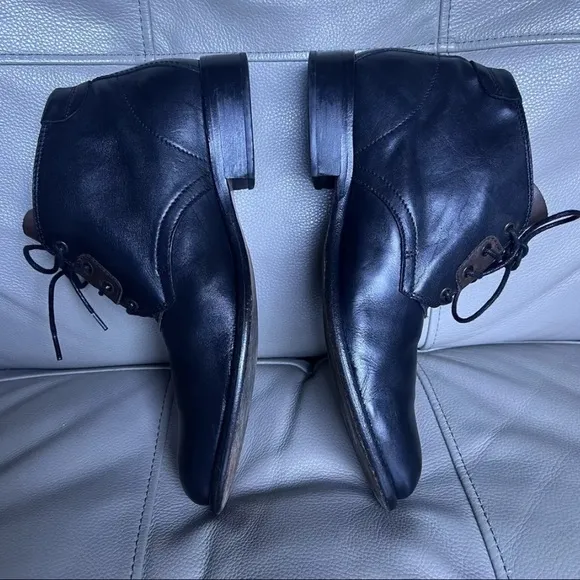 H by Hudson Terran Alaska Oxfords Lace Up Boots Size 41 US 8 Leather Black Brown
