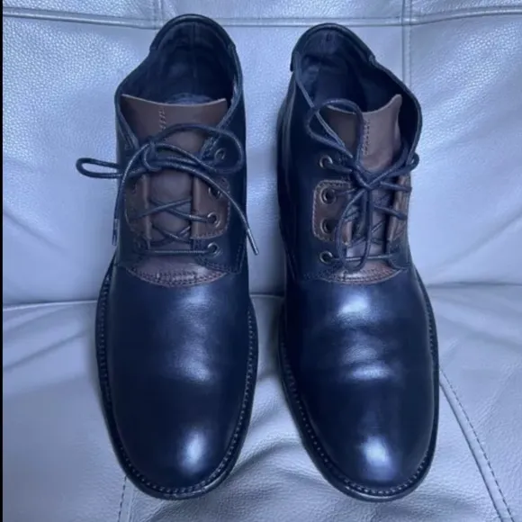 H by Hudson Terran Alaska Oxfords Lace Up Boots Size 41 US 8 Leather Black Brown