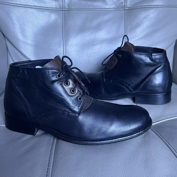 H by Hudson Terran Alaska Oxfords Lace Up Boots Size 41 US 8 Leather Black Brown