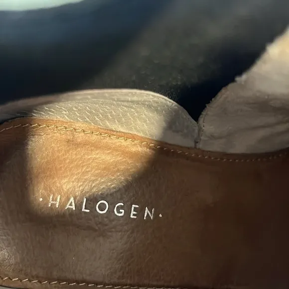 Halogen White Leather ankle Boots