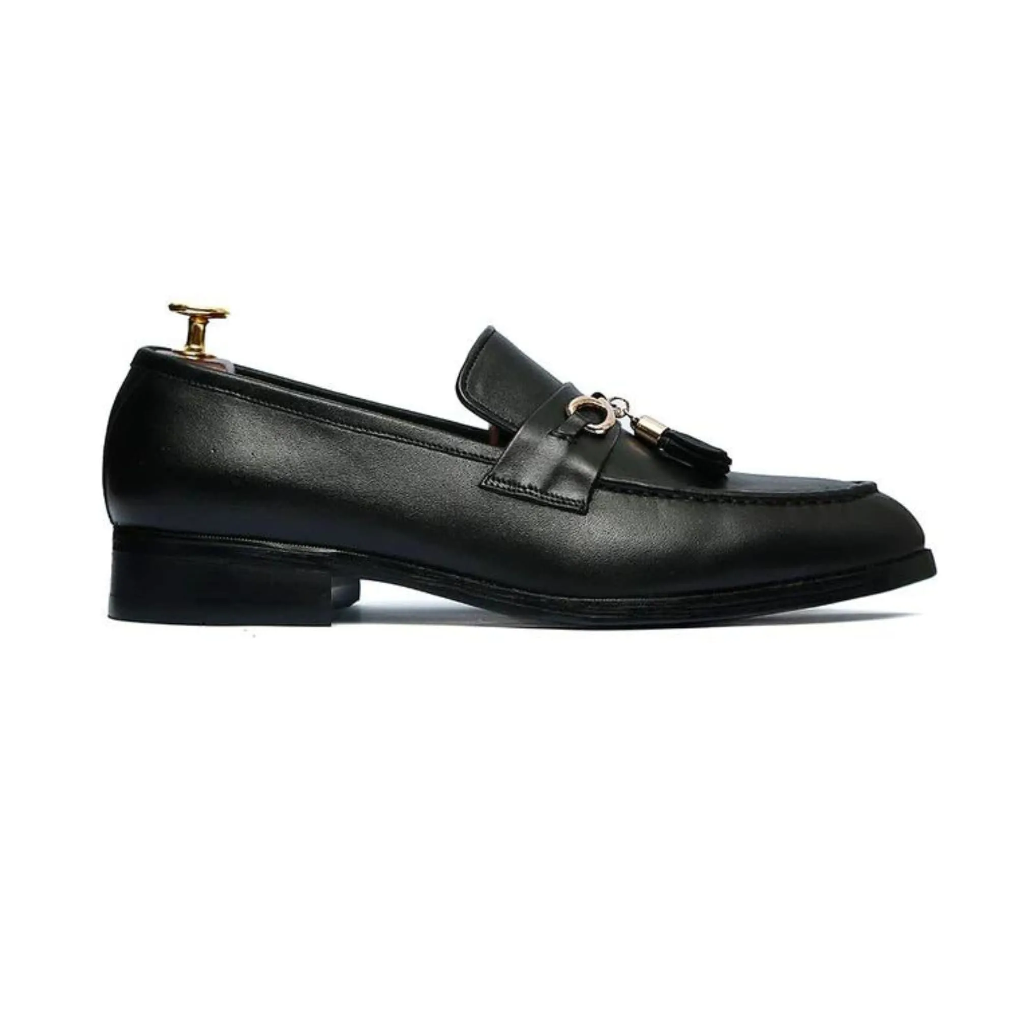 Handmade Custom Calf Leather Black Mens Loafers