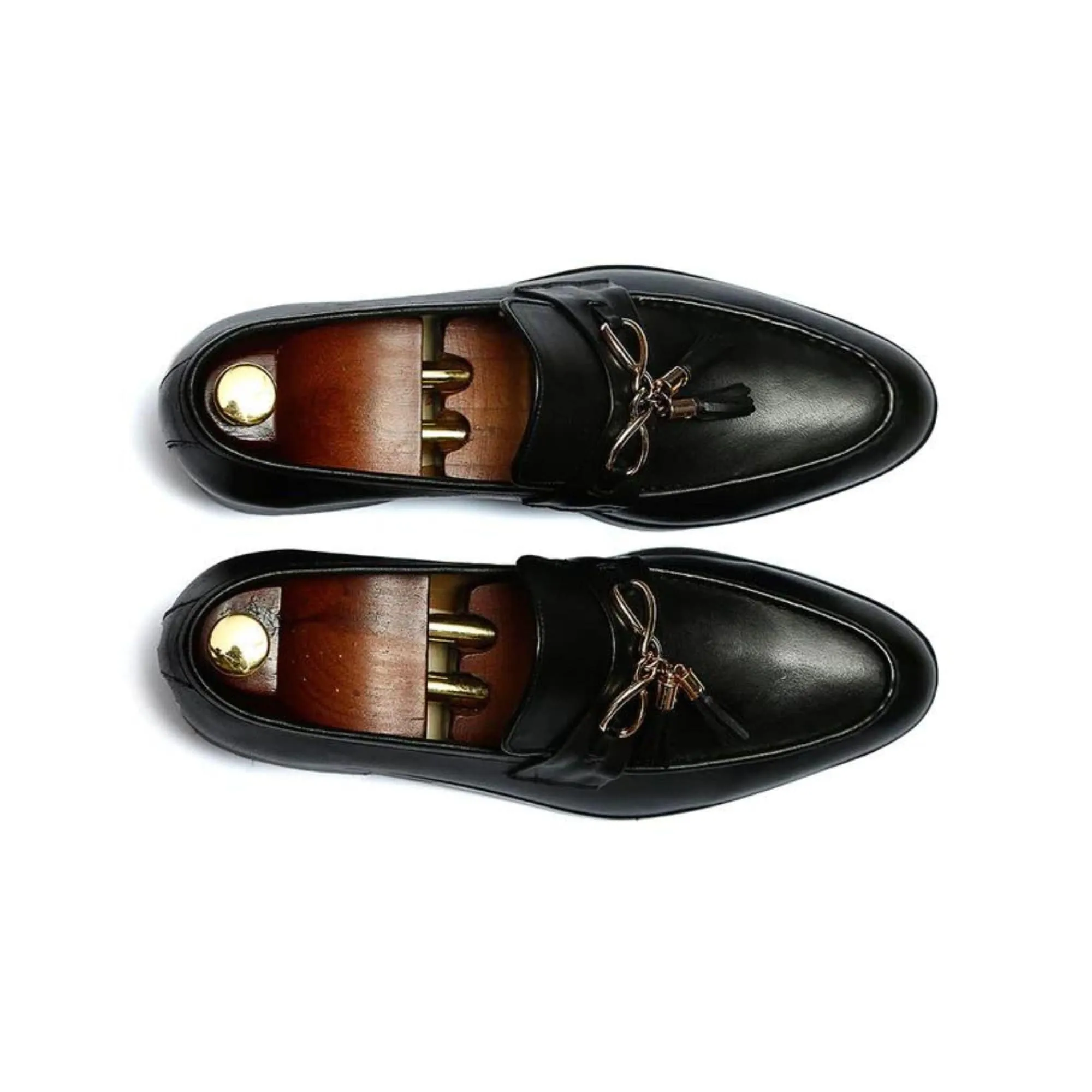 Handmade Custom Calf Leather Black Mens Loafers
