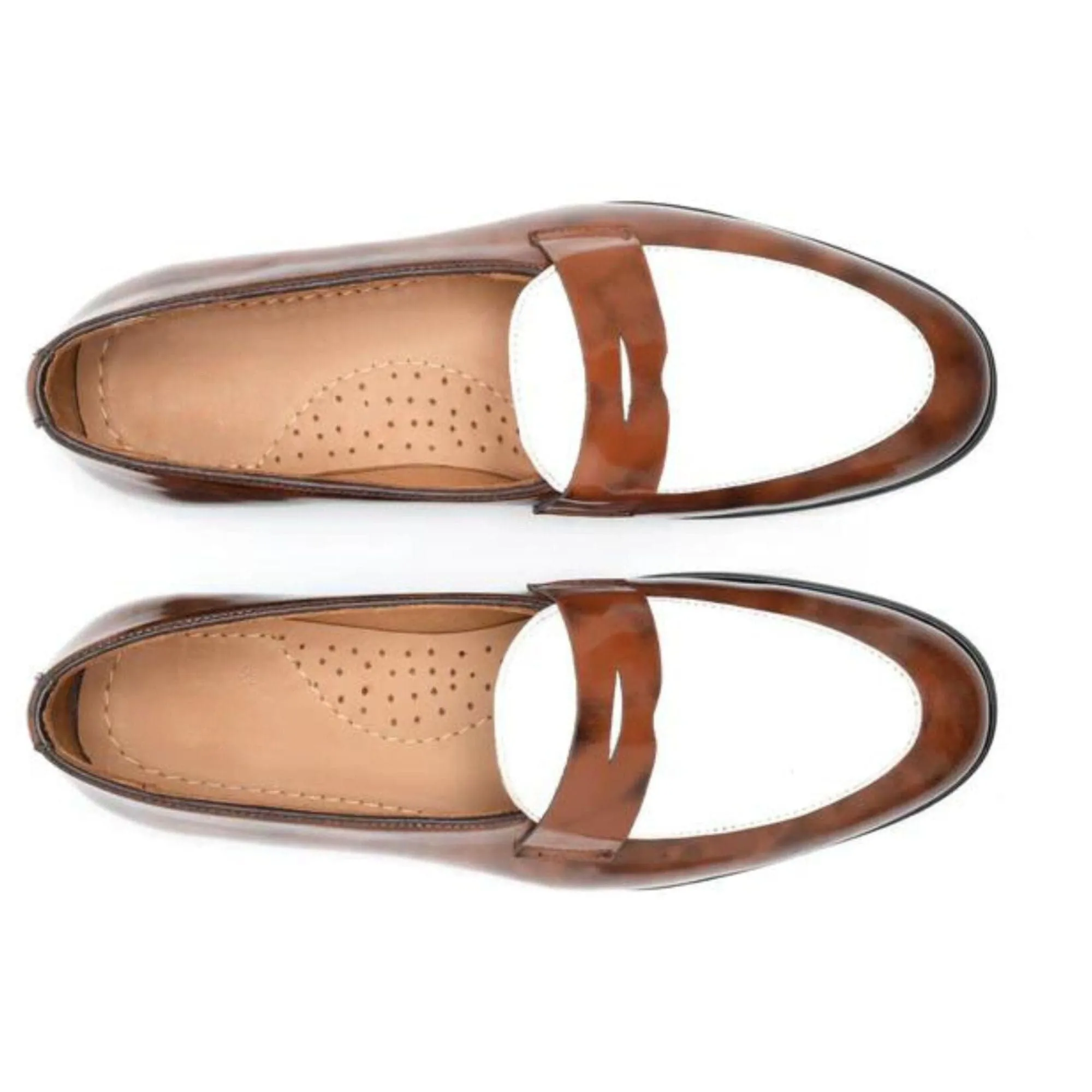 Handmade Custom White & Orange Calf Leather Mens Loafers