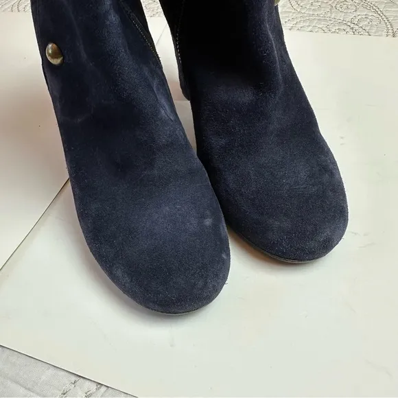 Handmade Italian blue suede button heeled boots Officine Creative Victorian