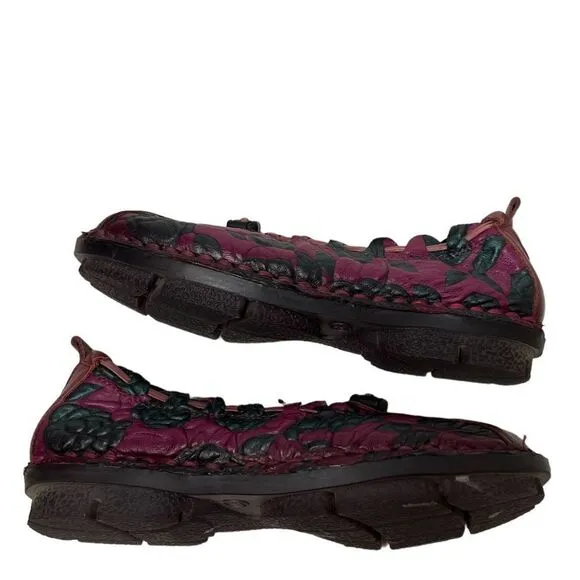 Handmade leather pink slip on shoes women’s size 37 or 6.5
