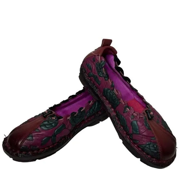 Handmade leather pink slip on shoes women’s size 37 or 6.5