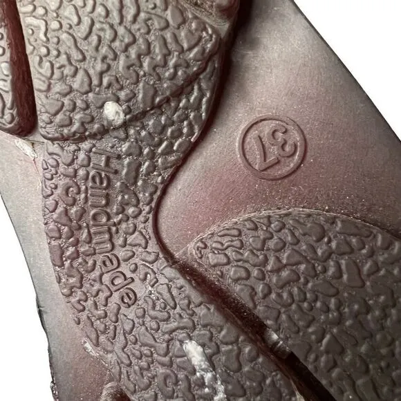 Handmade leather pink slip on shoes women’s size 37 or 6.5