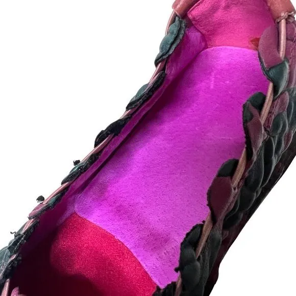 Handmade leather pink slip on shoes women’s size 37 or 6.5