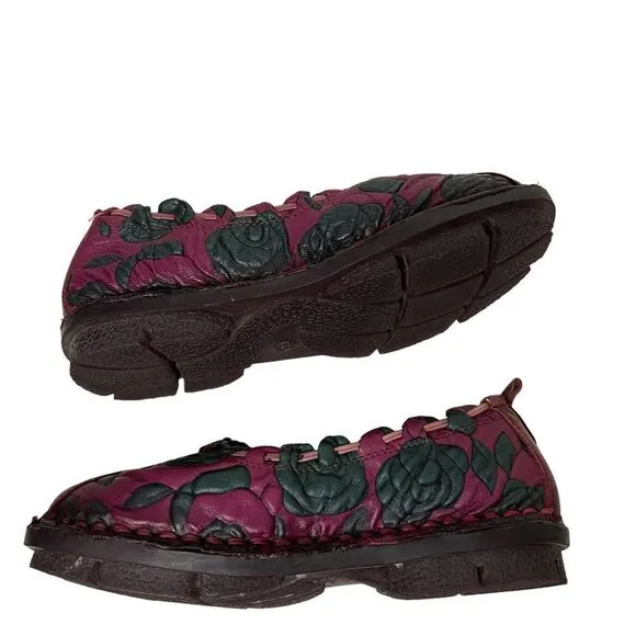 Handmade leather pink slip on shoes women’s size 37 or 6.5