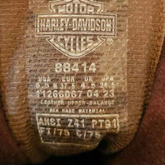 Harley Davidson Boots Mens 6.5M Brown Leather 88414 Motorcycle Biker Safety Work