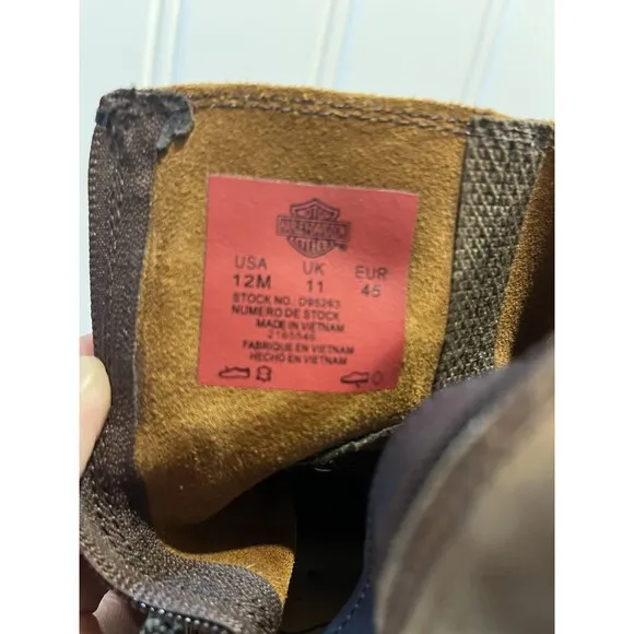 Harley Davidson Men Riding Boots Scout Brown Leather 12 Motorcycle Harness Zip
