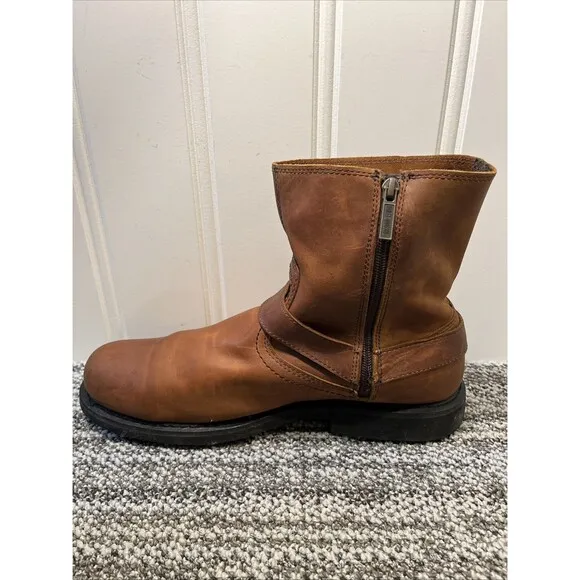 Harley Davidson Men Riding Boots Scout Brown Leather 12 Motorcycle Harness Zip