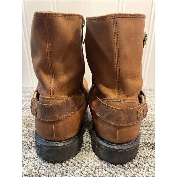 Harley Davidson Men Riding Boots Scout Brown Leather 12 Motorcycle Harness Zip