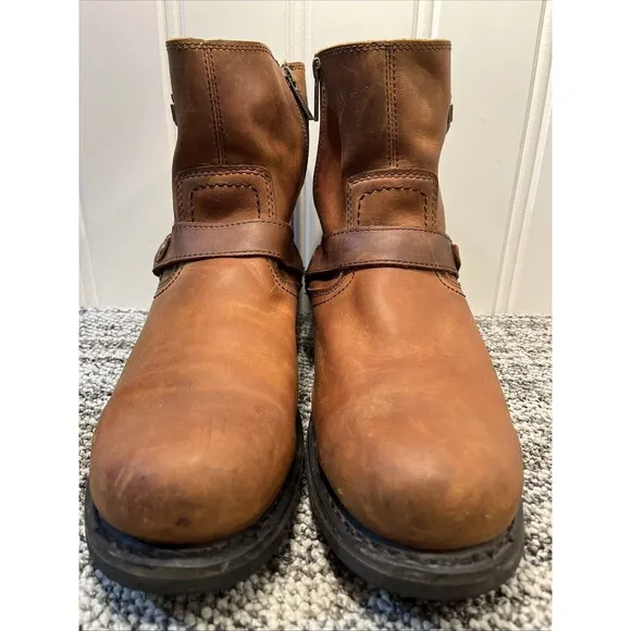 Harley Davidson Men Riding Boots Scout Brown Leather 12 Motorcycle Harness Zip