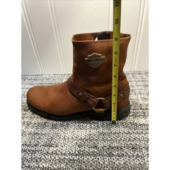 Harley Davidson Men Riding Boots Scout Brown Leather 12 Motorcycle Harness Zip