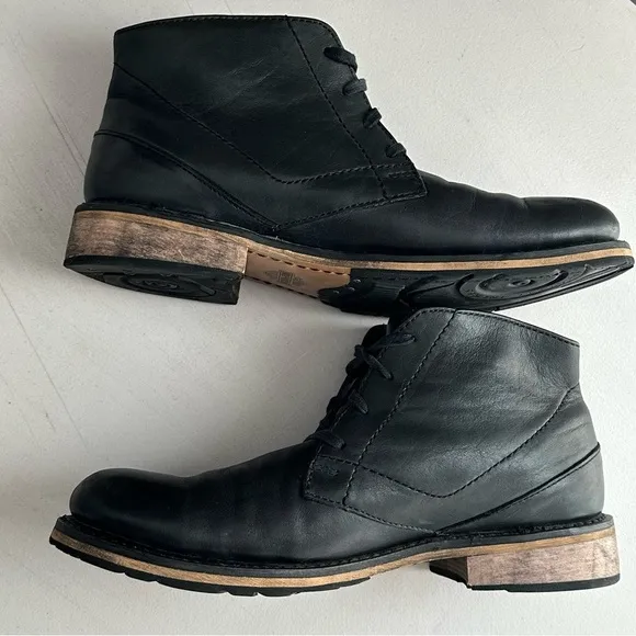 Harley Davidson Men's Round Toe Black Leather Ankle Motorcycle Boots Size 9