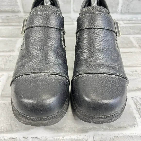 Harley Davidson Sarah Women's Size 7.5 Black Leather Buckle Chunky Biker Shoes