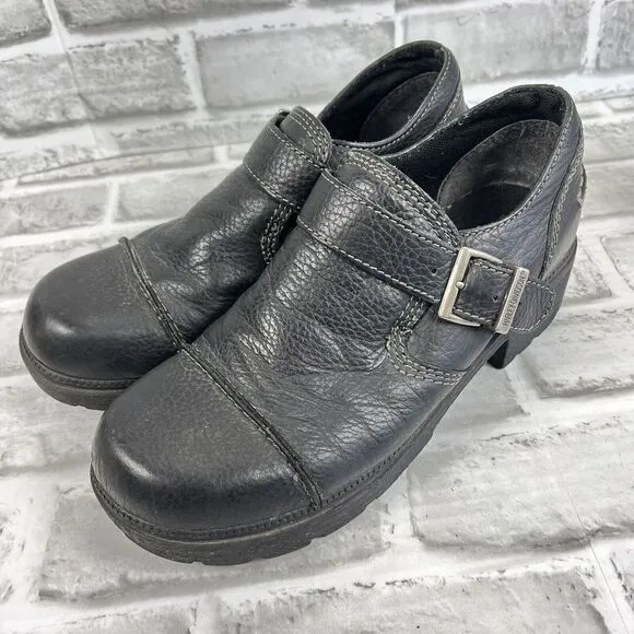 Harley Davidson Sarah Women's Size 7.5 Black Leather Buckle Chunky Biker Shoes