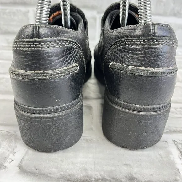 Harley Davidson Sarah Women's Size 7.5 Black Leather Buckle Chunky Biker Shoes