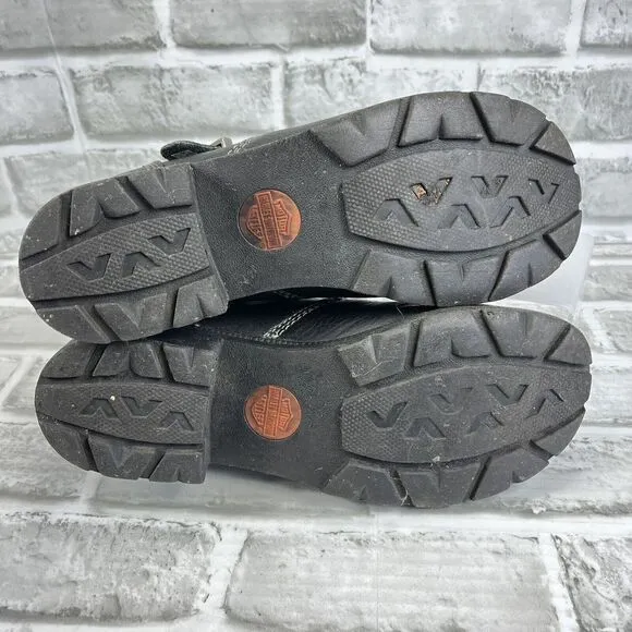 Harley Davidson Sarah Women's Size 7.5 Black Leather Buckle Chunky Biker Shoes