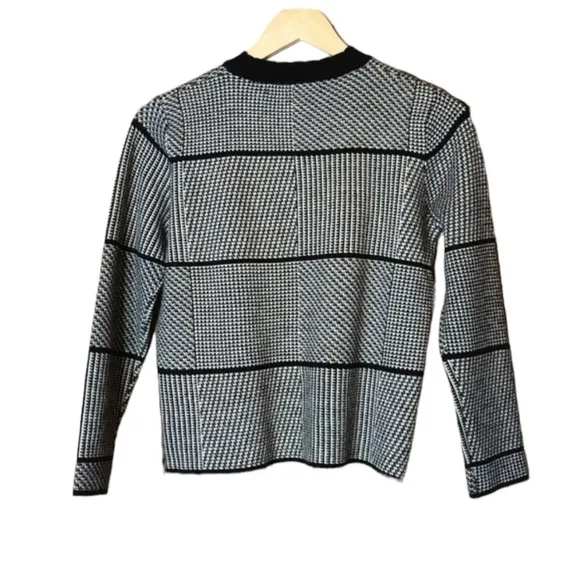 Haute Rogue front fringe western vibe houndstooth sweater mix print M