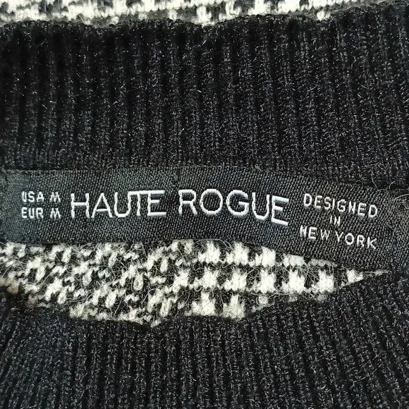 Haute Rogue front fringe western vibe houndstooth sweater mix print M