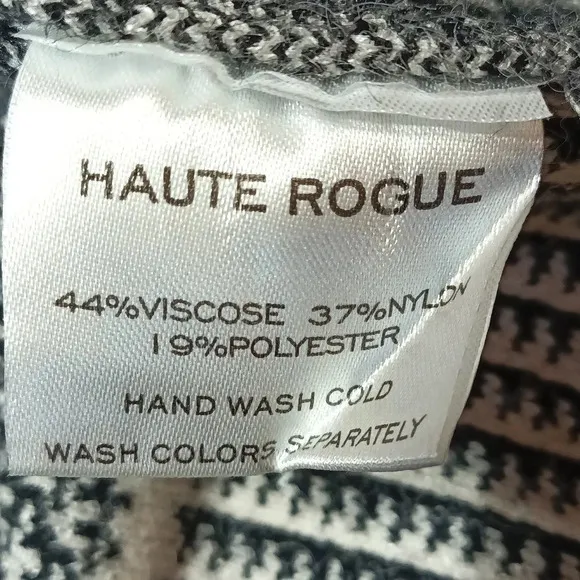 Haute Rogue front fringe western vibe houndstooth sweater mix print M