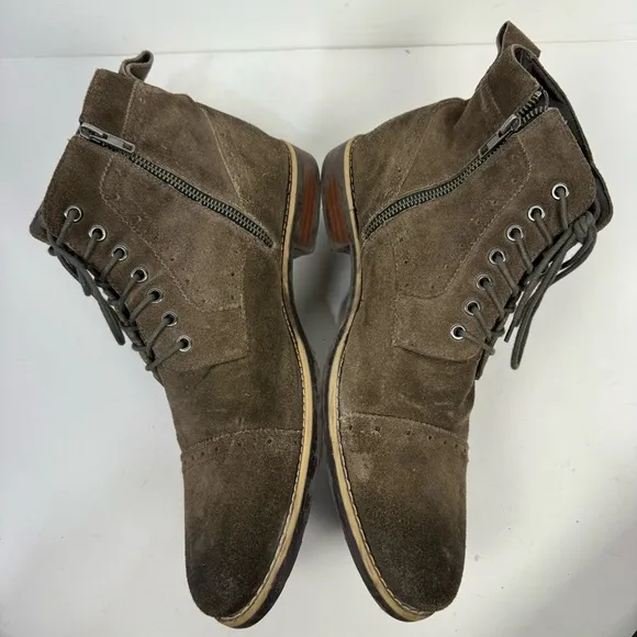Hawker Rye Suede Brown Lace Up Chelsea Moto Boots Casual