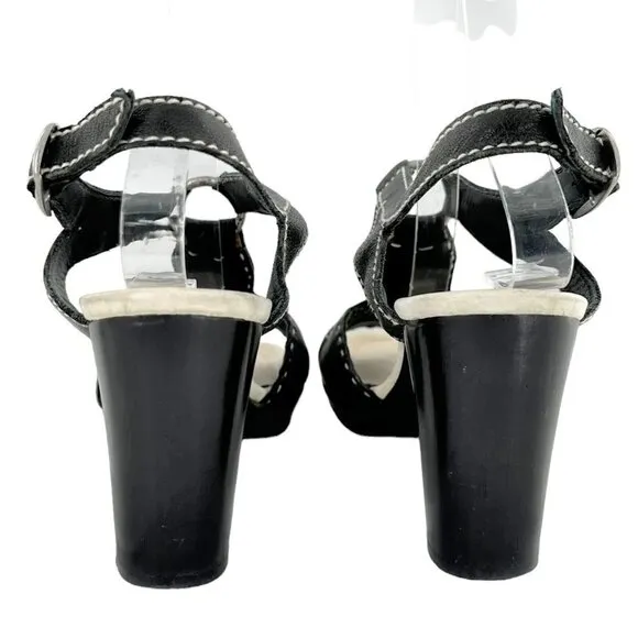 Henry Beguelin Black Leather Beaded Boho Sandals Size 38.5
