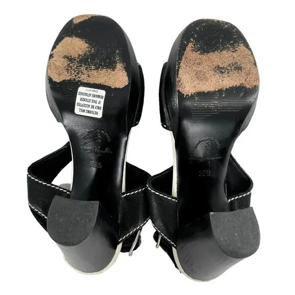 Henry Beguelin Black Leather Beaded Boho Sandals Size 38.5