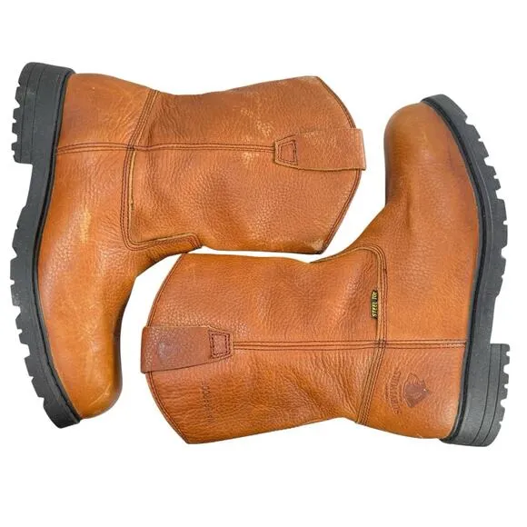 HERMAN SURVIVORS Brown Leather Western Work Boots Workhorse II Steel Toe Size 11