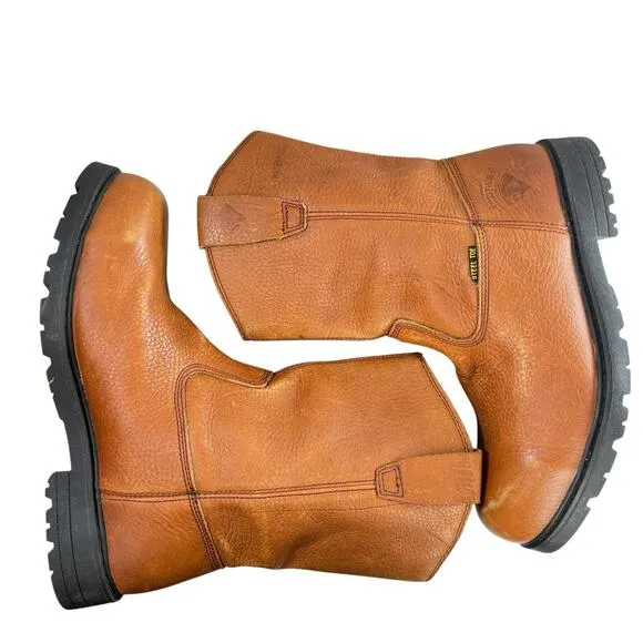 HERMAN SURVIVORS Brown Leather Western Work Boots Workhorse II Steel Toe Size 11